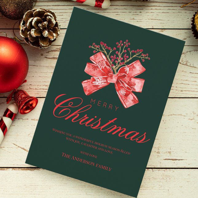 Cartão De Festividades Arco de Feliz Natal Verde Elegante (Criador carregado)