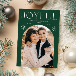 Cartão De Festividades Arco de Floco de Neve Alegre Verde Foto