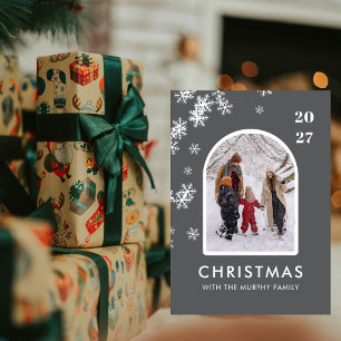 Cartão De Festividades Arco de Flocos de Neve de Natal padrão de foto da