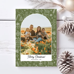 Cartão De Festividades Arco de Foto de Natal, Desenhos Divertidos