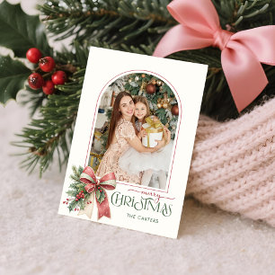 Cartão De Festividades Arco de Foto Elegante Coquette de Natal