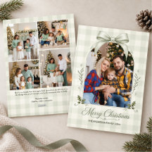 Arco de Laço Verde Sage Multi Foto Feliz Natal