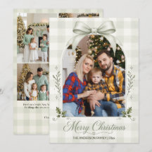 Arco de Laço Verde Sage Multi Foto Feliz Natal