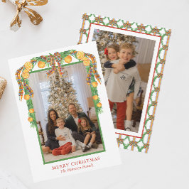 Cartão De Festividades Arco de Laranjas Aquarelas - Foto de Natal Garland