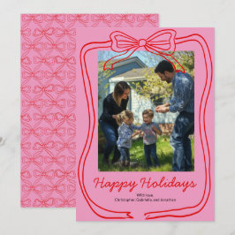 Cartão De Festividades Arco de Moldura Red Doodle Rosa Foto Personalizada