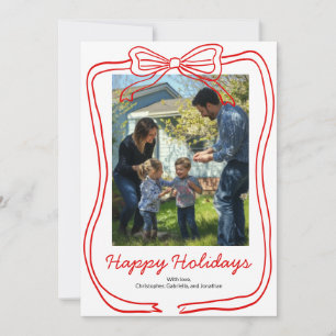 Cartão De Festividades Arco de Moldura Xadrez Vermelho Foto Personalizada