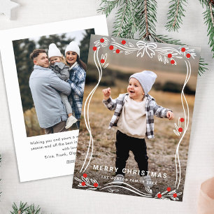Cartão De Festividades Arco de Natal Desenhado à Mão Branca Fita 2 Foto