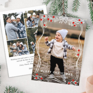 Cartão De Festividades Arco de Natal Desenhado à Mão Branca Fita 5 Foto
