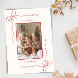 Cartão De Festividades Arco de Natal Desenhado à Mão Família Foto Alegria