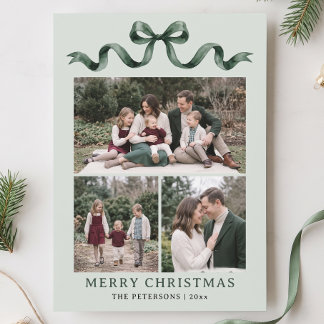 Cartão De Festividades Arco de Natal em Aquarela Verde Sage para Foto 
