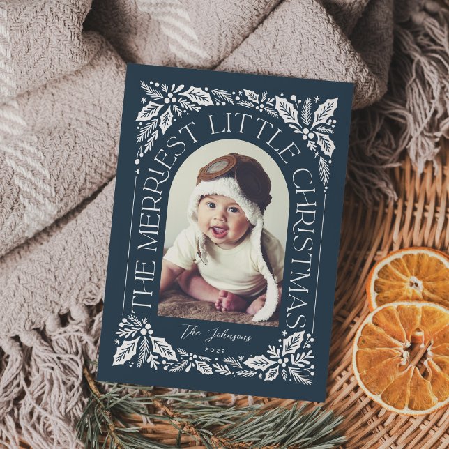 Cartão De Festividades Arco de Natal Foto da Marinha Berry Merriest Littl (Criador carregado)