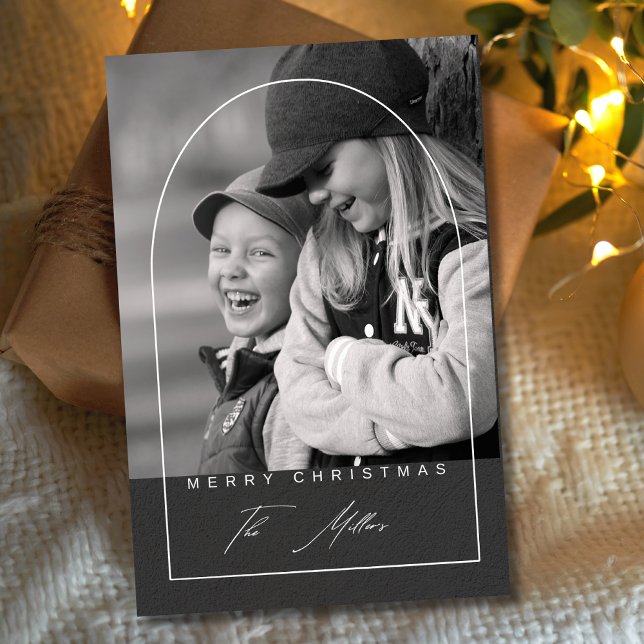 Cartão De Festividades Arco de Natal Moderno com Letra Merry Christmas Fo (Criador carregado)