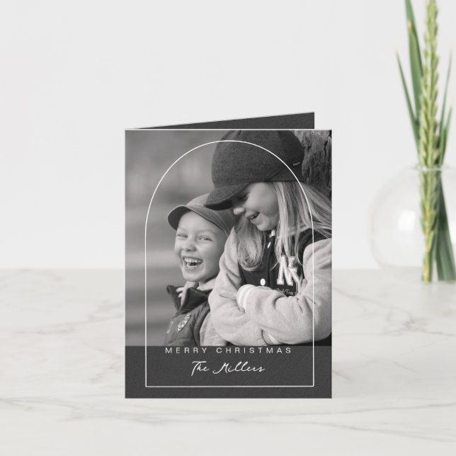 Cartão De Festividades Arco de Natal Moderno com Letra Merry Christmas Fo (Frente)