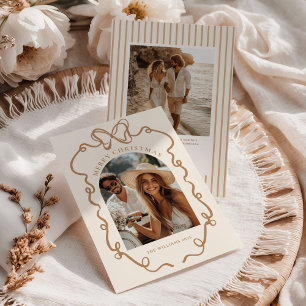 Cartão De Festividades Arco de Natal para Foto de Família Boho Caprichoso