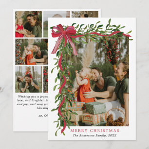 Cartão De Festividades Arco de Natal Vermelho Elegante com Fotos Múltipla