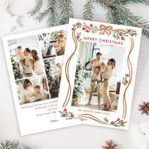 Cartão De Festividades Arco de Natal Whimsical Boho Beige Fita 5 Foto