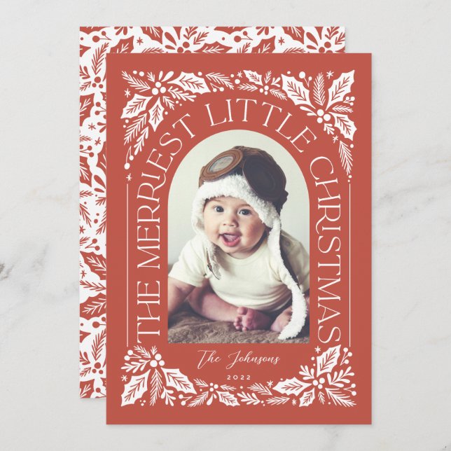 Cartão De Festividades Arco de Natalzinho com Frutas Vermelhas para Foto (Frente/Verso)