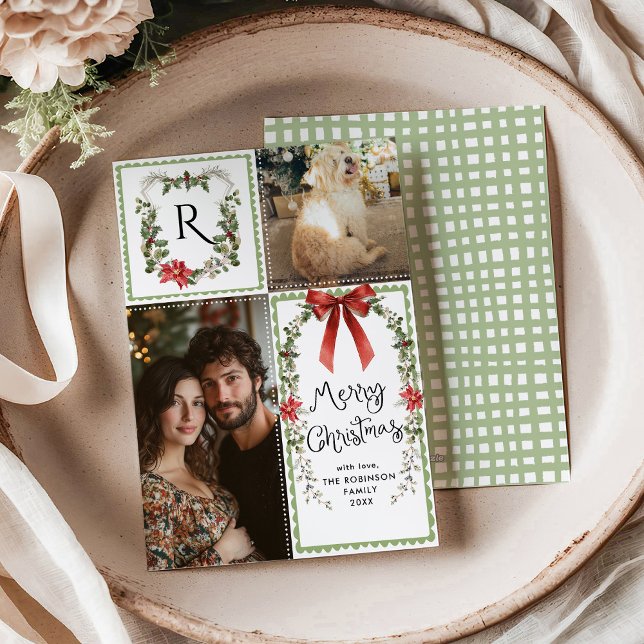 Cartão De Festividades Arco de núcleo de algodão Monograma Feliz Natal 2  (Criador carregado)