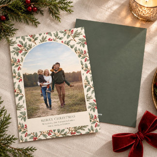 Cartão De Festividades Arco de Verde Folhagem em Aquarela Foto de Natal