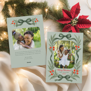 Cartão De Festividades Arco de Verdura em Aquarela Feliz Natal Foto