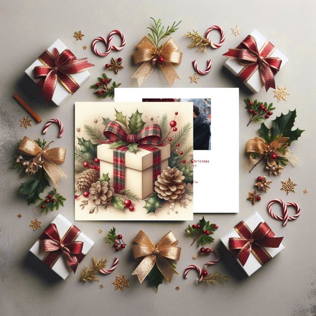 Cartão De Festividades Arco de Xadrez de coquete russo Holly Pinecone (Criador carregado)