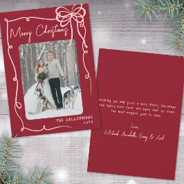 Cartão De Festividades Arco Desenhado à Mão Vermelho Natal Retrô