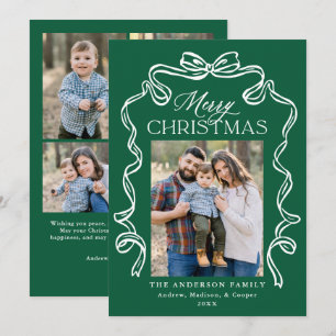 Cartão De Festividades Arco Elegante Verde Feliz Natal 5 Foto