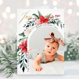 Cartão De Festividades Arco Floral Elegante e Foto