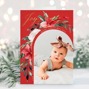 Cartão De Festividades Arco Floral Elegante e Foto