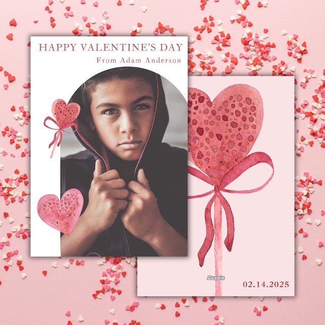 Cartão De Festividades Arco Foto Pink Heart Lollypop Moderno (Criador carregado)