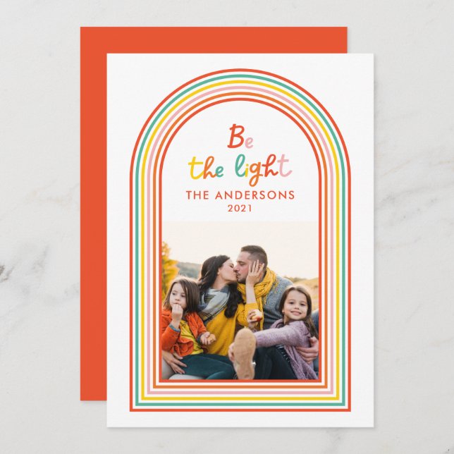 Cartão De Festividades Arco-íris colorido 1 foto Natal (Frente/Verso)