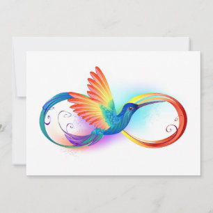 Cartão De Festividades Arco-íris Hummingbird com símbolo Infinito