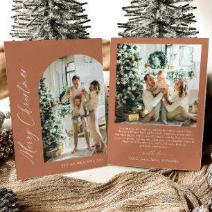 Cartão De Festividades Arco Minimalista de Terracota Foto Feliz Natal