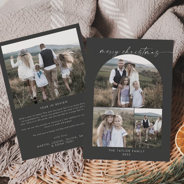 Cartão De Festividades Arco Moderno | Natal da família Collage Fotografia (Criador carregado)