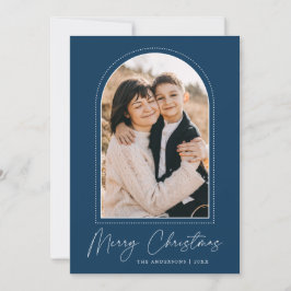 Cartão De Festividades Arco Naval Azul Natal com Foto
