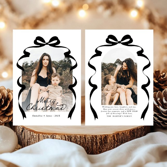 Cartão De Festividades Arco Negro Foto Feliz Arco de Natal (Criador carregado)