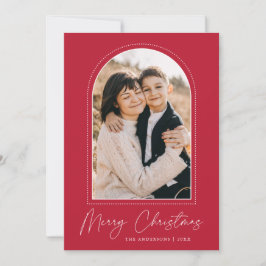 Cartão De Festividades Arco Nevado Vermelho Feliz Natal Foto