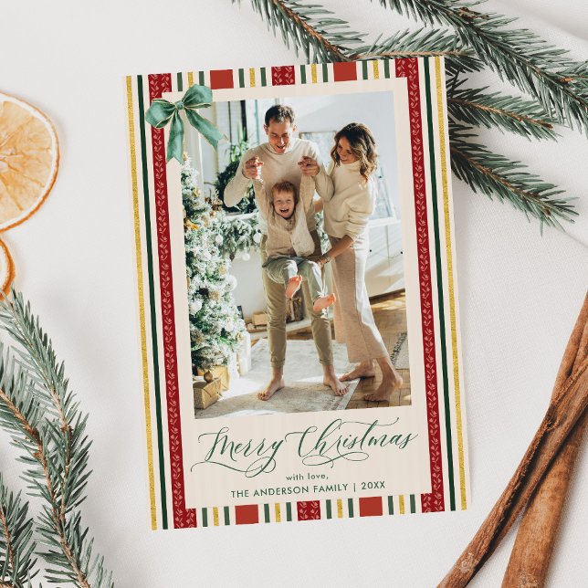 Cartão De Festividades Arco Retro Elegante Feliz Natal 1 Foto (Criador carregado)