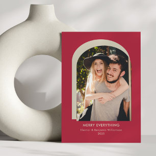 Cartão De Festividades Arco Retro Feliz Tudo Natal Foto Vermelha