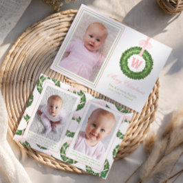 Cartão De Festividades Arco rosa Cinza Verruga Monograma