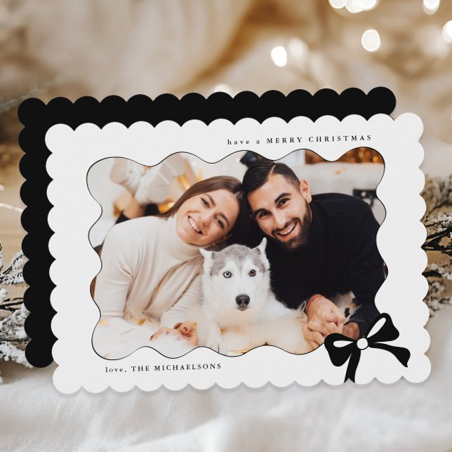 Cartão De Festividades Arco Simples de Natal - Foto Preta e Branca (Criador carregado)