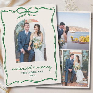 Cartão De Festividades Arco Verde Vintage Casado e Feliz 4 Casamento Foto