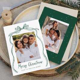 Cartão De Festividades Arco Verde Vintage Feliz Natal 2 Fotos