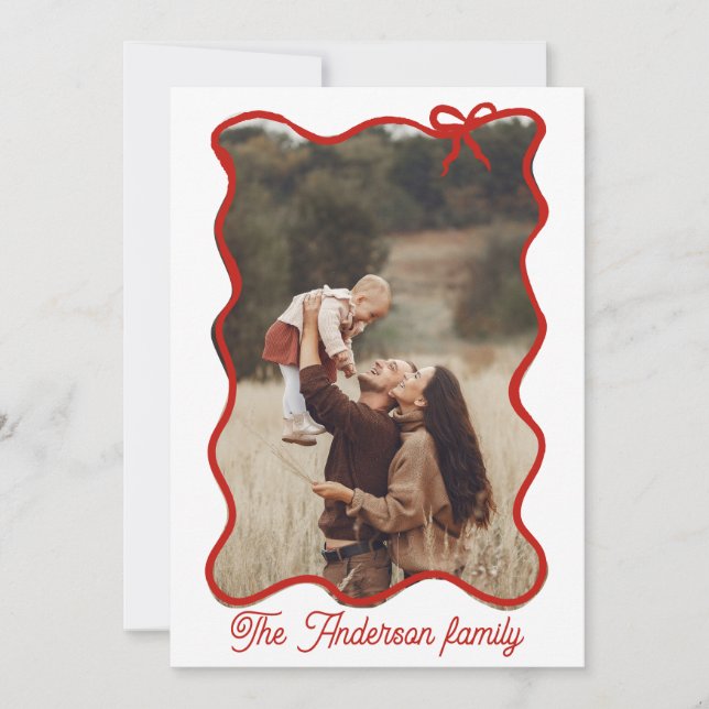 Cartão De Festividades Arco Vermelho Desenhado com Mão de Natal Rústica (Frente)