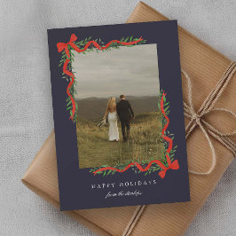 Cartão De Festividades Arco Vermelho Elegante com Foto de Verdura