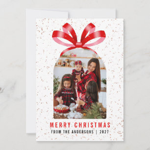 Cartão De Festividades Arco Vermelho Moderno da Foto Faixa de Natal Feliz