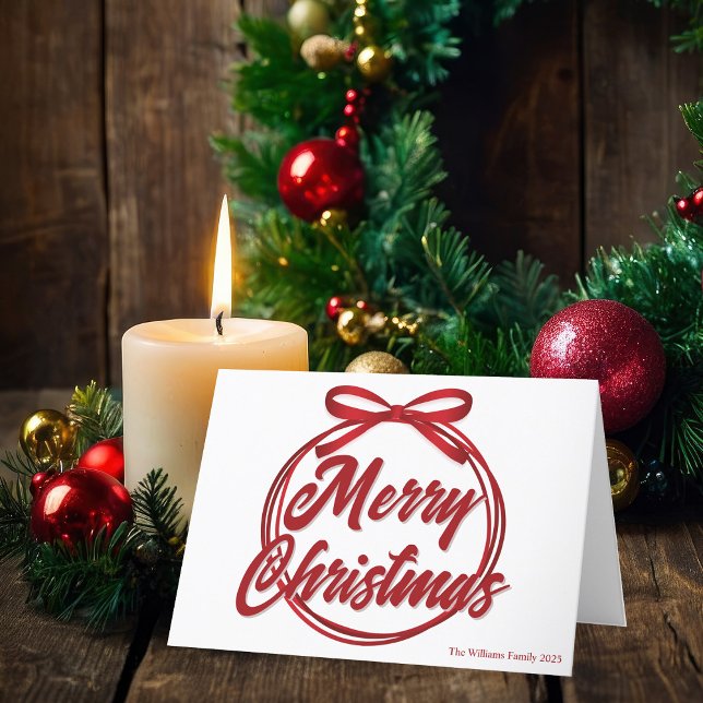 Cartão De Festividades Arco Vermelho Moderno Friso Feliz Script de Natal (Criador carregado)