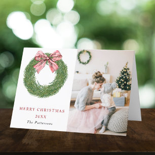 Cartão De Festividades Arco Vermelho Pine de inverno Dois Foto Natal