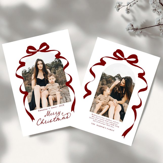 Cartão De Festividades Arco Vermelho Profundo Foto Feliz Arco de Natal (Criador carregado)