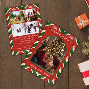 Cartão De Festividades Arco Vermelho Verde do Natal 5 Foto Personalizada